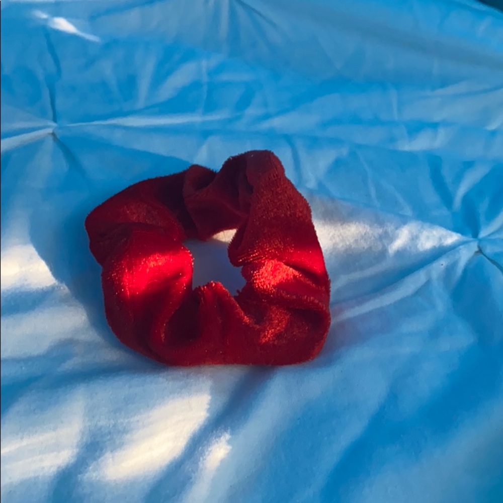 Bright red scrunchie